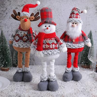 China Funny Christmas retractable figure 2023  cute elk doll Santa Claus top hat figure window decoration for sale