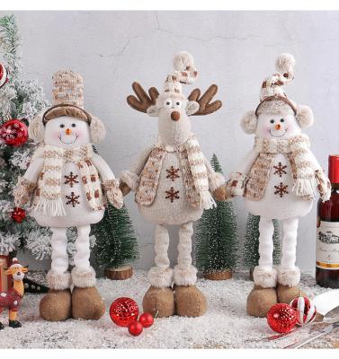 China Fashion Hot Sales Christmas Gifts Custom Christmas Dolls Retractable Santa Claus Snowman Toys Xmas Figurines Christmas Gift For Kid for sale