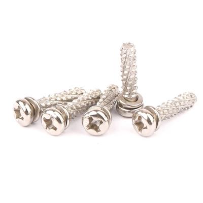 China Pan Factory Customization Chipboard Screw Pan Head Knurled Combination Screw with Spring Washer for Power Switch for sale