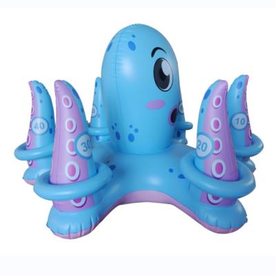 China Water Fun Sets 2022 Blue Octopus Spray Water Backyard Sprinkler Toy Ring Toss Outdoor Game for sale