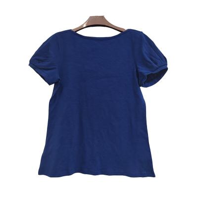 China Hot Selling OEM Breathable Simply Dyed Knitted Crew Neck T-shirt Short Sleeve Cotton Women For Wholesales for sale