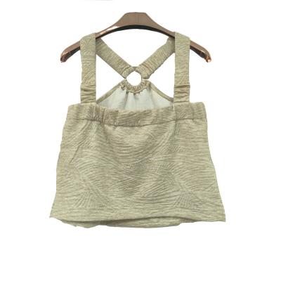 China 87.7%Polyester 10.3%cotton 2%spandex Sand Color Breathable Casual Sleeveless Knitted Women's Vest Cross Cavity With Ring for sale