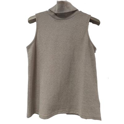 China Oatmeal Sleeveless Breathable Double Ash Lapel Women Vest 74% Breathable And Soft Algodon 26% Poliester Custom OEM for sale