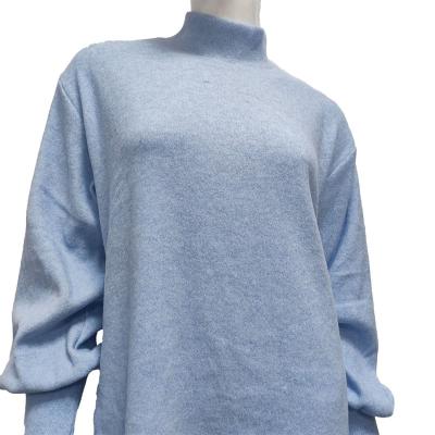 China OEM Service 82%Poliester 14%Viscose 4%Elastano Turtle Neck Knitted Lantern Sleeve Top Winter Wear for sale