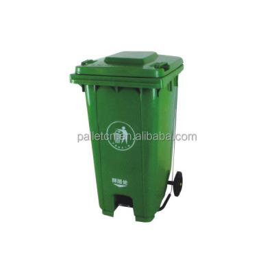 China Outdoor 120L / 240L Garbage bin green recycle plastic trash bin wheeled trash can for sale