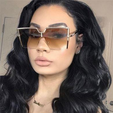 China Metal Spiral Square Frame Fashion Sunglasses Women Oversized Half Glass Sun Glasses for sale