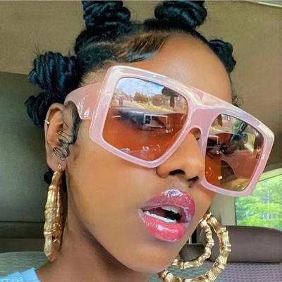 China Oversized Big Frame Square Sunglasses Instagram Fashion Sun Glasses Women Sun Shades Eyewear 2021 Fashion Trendy Milky Color for sale