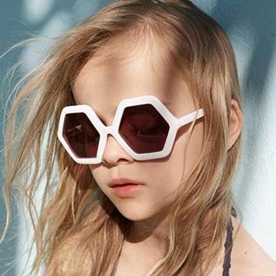 China Shades Kids Glasses 2021 Fashion Sunglasses For Children PC Frame Sun Glass Hexagon Shape Kids Eyewear Shades for sale