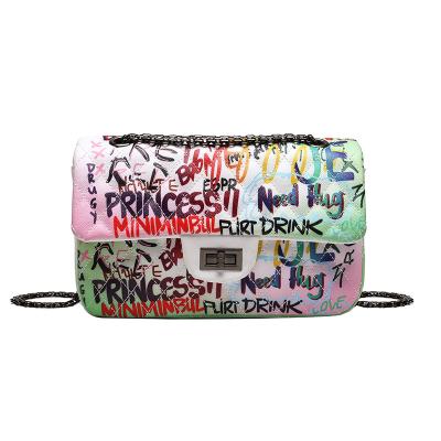 China Wholesale New Small Fashion Square Colorful Messenger Doodle Bag Purse Bag Handbags for sale