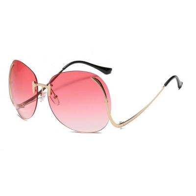 China Newest Fashion Rimless Curvature Leg Sunglasses Women Brand Designer Trend Colorful Lens 2021 Sun Glasses for sale