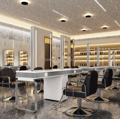 China Modern Barber Shop Mirror Led Light Barber Station Salon Furniture Package for sale