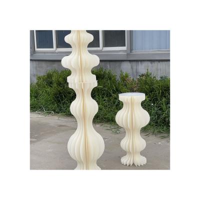 China Wedding/Party Warped Folding Column Dessert Table Wedding Stage Layout Home Area Decoration Folding Pearl Paper Cake Table Dessert Table for sale