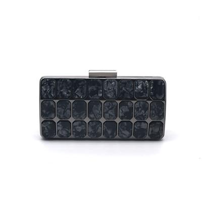 China Flat Closure Black Rectangle Handbag Frames With Grey Acrylic for sale