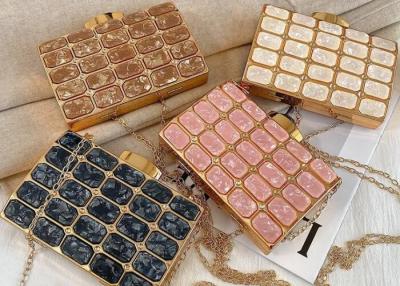 China Pink Acrylic Handbag Frames Metal Knob Gold DIY Iron Box Clutch Frame for sale