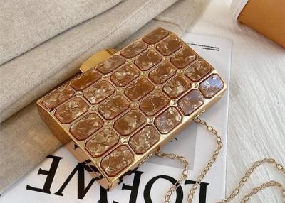 China Brown Acrylic Gold Handbag Frame DIY Metal Clutch Frame for sale