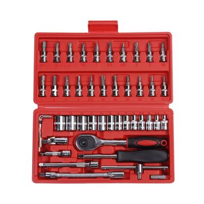 China Portable Auto Repair Kit Ratchet Socket Wrench Set 46 PCs Car Storage Heavy Duty DIY Tool Set With Kick Case for sale