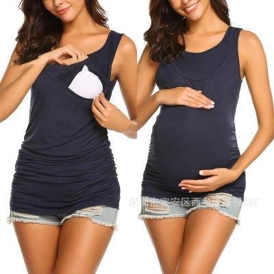 China Antibacterial shine Europe and the United States new fashion round collar vest nursing blouse pregnant women for sale