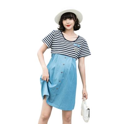 China Custom Factory Lowest Price Direct High End Cotton Anti-Static Striped Casual Maternity Dress Loose Dress For Pregnant Female for sale