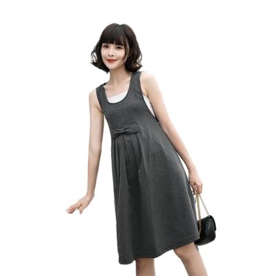 China Latest Design New Arrival Anti-Static Color Knee Length Fashionable Trendy Maternity Dress Women Formal Solid Sleeveless Summer for sale