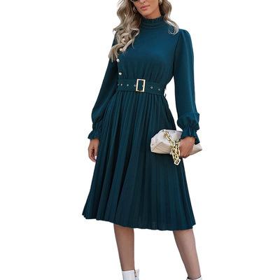 China Viable Europe and the United States slim long sleeve dress 2021 new autumn belt fashion temperament dress women for sale