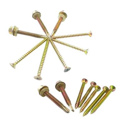 China Good anti-corrosion ability Iron Color Zinc Outer Hexagonal Self-Tapping Drilling Screw Dovetail Wood Screw Color Steel Tile Round Head Screw for sale