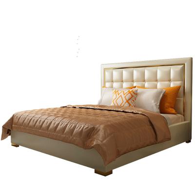 China Easy Assemble New Italian Style Bed Piece Sets Bed Design Furniture Leather Upholstery Luxury Beds for sale