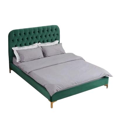 China Strong Good Quality Luxury Tufted Fabric Bed Furniture Xin Yu Upholstery Fabric Double Bed for sale