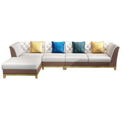 China Leather Tufted Convertible L Shaped Sectional Lazy Corner Sofa Bed Convertible Sleeper Sofa for sale