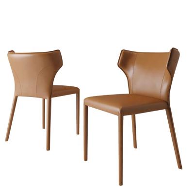 China Modern antique leather luxury hotel PU dining chair with metal legs for hotel for sale