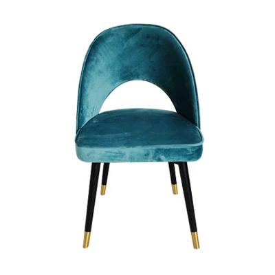 China (Other) Luxury Hotel Furniture Adjustable Restaurant Velvet Dining Chair With Gold Chrome Wood Leg for sale