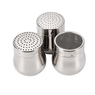 China Viable 304 Stainless Steel Drum Pot Barbecue Seasoning Seasoning Pot With Hole Pepper Powder Bottle for sale