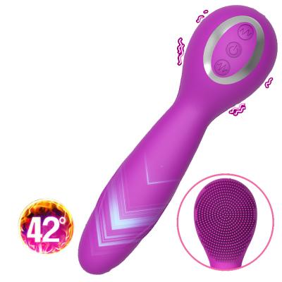 China Wholesale Ripe Wands Heatable Women Vibrator Massager 42 Degree 10 Frequency Vibrator Thrusting Heating AV Massager for sale