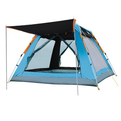 China Diagonal Tether Type 3-4 Person Hiking Outdoor Waterproof Travel Quick Pop Up Automatic Camping Tent Project Custom Fabric for sale