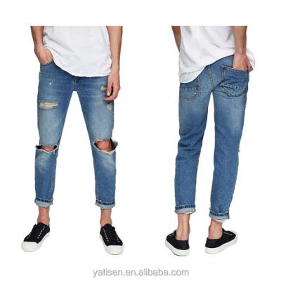 China 2021 casual fashion new style men's breathable cotton wear do custom old ripped jeans men fit slim for sale