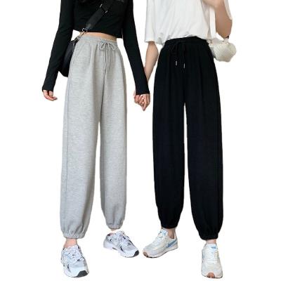 China 2021 New Anti-Wrinkle Pants High-Waist Wide-Leg Loose Gray Sports Pants Female Casual Sweatpants for sale