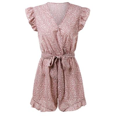 China 2022 European and American foreign trade women's new wish dress QUICK-DRY border polka dot jumpsuit women ruffle chiffon for sale