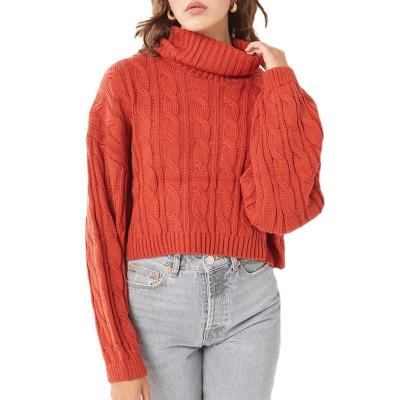 China 2022 Anti-wrinkle Korean fashion simple women's sweater high neck sleeve long loose knit turtle neck fleece top sweater for sale