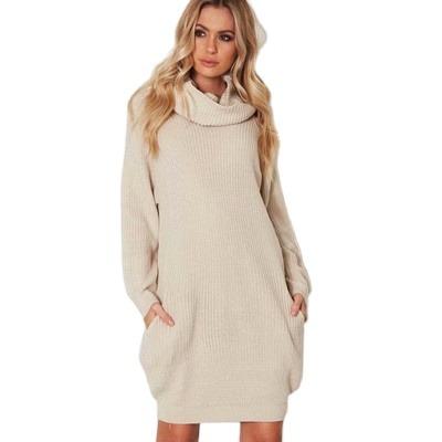 China 2022 Oversized Winter Sweater Woman Dress Autumn Fashion Knit Long Sleeve Turtle Neck Anti-Shrink for sale