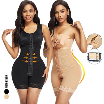 China Antibacterial Mid Control Zipper One Piece Thigh Shapewear Jumpsuit Women Bodyshaper Open Butt Lifter Fitness Shaper for sale