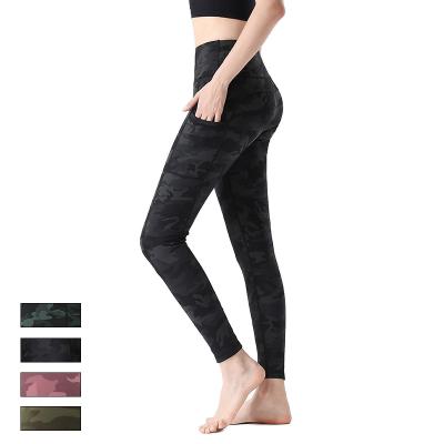 China Wholesale Breathable Fitness Breathable Custom Womens High Pockets Butt Crac! slot ! Running Lift Sports Yoga Wear Camouflage Workout Yoga Pants for sale