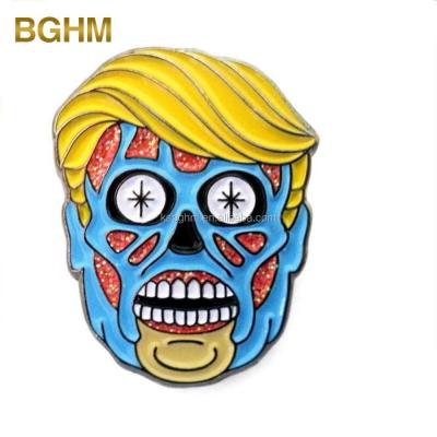 China Chinese Retail Europe Supplier Metal Enamel Alien Glitter Zombie Lapel Pin for sale