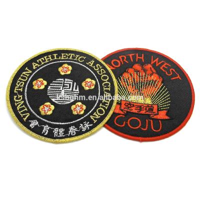 China 3D Team Sports Logo Clothes Patch Custom Made For Sale And Sew On Round Chest Brand Embroidery Patch for sale