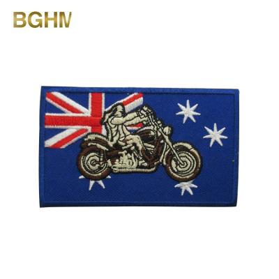 China Sustainable 2019 Customs Blue Flag Pattern Patches Embroidery Patch for sale