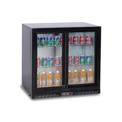 China Plastic + Cavity Glass 2 Layers Under Bar Fridge With 2 Glass Door for sale