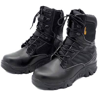 China Men Tactical Walking Kick Boots Military Police Combat Boots Non-slip Outdoor Army Military Black Leather Over Waterproof High Top Boots for sale