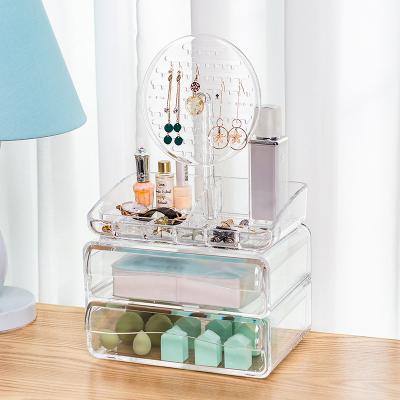 China Viable Cosmetic Organizer Storage Box Transparent Acrylic Makeup Organizer Crystal Clear Makeup Storage Stackable for sale