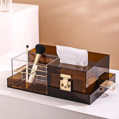 China Viable Storage Box Tissue Multi-Function Box Organizer Elegant Acrylic Transparent Cosmetic Organizer for sale