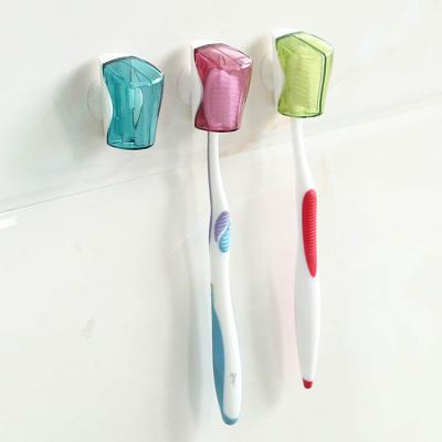 China Universal Wall Mounted Transparent Travel Toothbrush Cover Portable Toothbrush Holder Viable Holder for sale