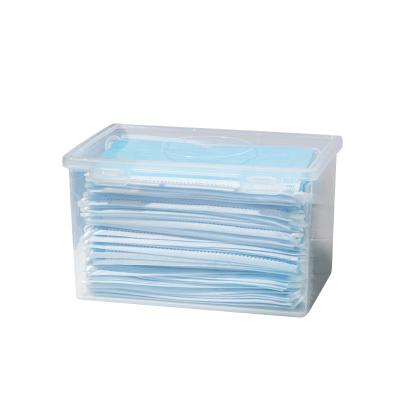 China Dust Proof Face Mask Stored Box With Locking Lids Box Office Clear Container Plastic Storage Box for sale