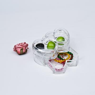 China Heart Shape Jewelry Storage Organizer Transparent Plastic Makeup Organizer Plastic Jewelry Storage for sale